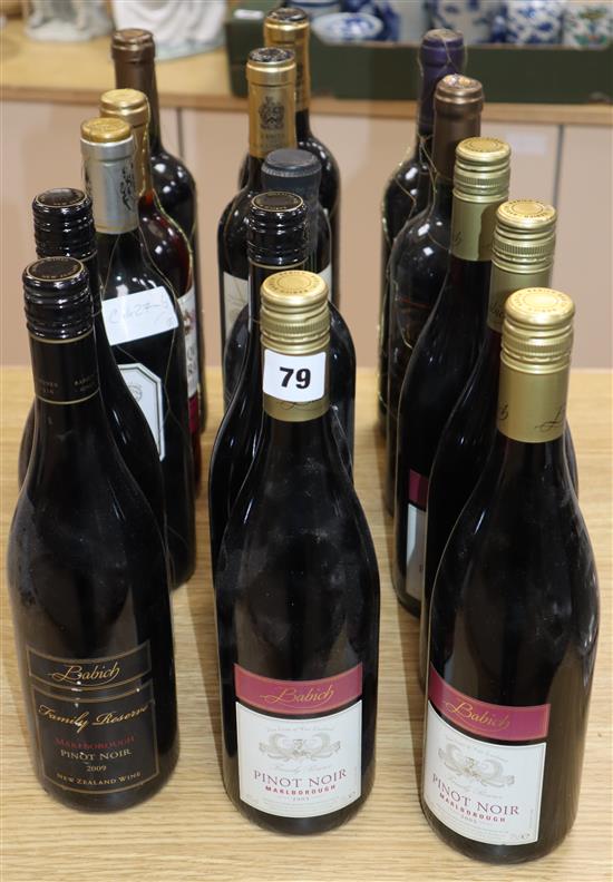 Four bottles of Pinot Noir, Marlborough, 2005, three Famille Reserve Pinot Noir, 2009, two Conde Galiana, 2004, two Ermita de San Loren